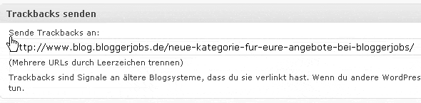 Schemata Trackback - so funktionierts
