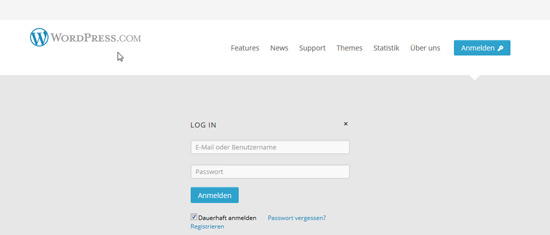 Screenshot WordPress-Bloghosting